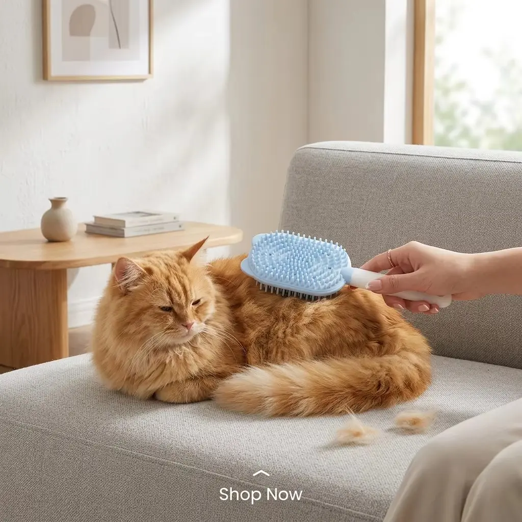 Silicone Pet Massage Brush Comb, Cat Hair Removal Tool, Long Handle Comfort Grip, Dog Cat Bath Massage Brush, Soft Material, Easy Clean, Two Colors Available