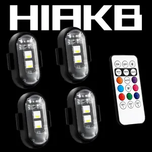 HIAKB RGB Led Aircraft Strobe Light Remote Wireless Motorcycle Flash Light Warning Lights for   Bike Car Multifunctional