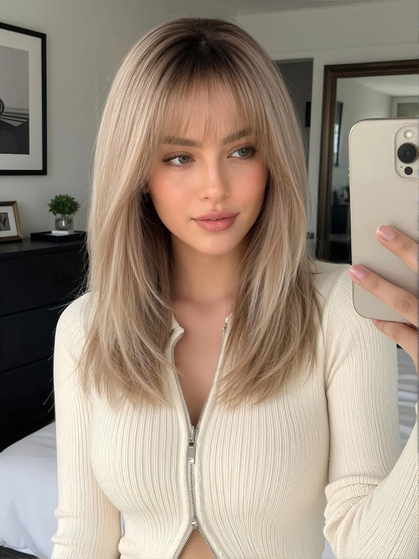 Synthetic Straight Wig, Medium Length, Large Wide Scalp Wig Cap, Balayage, Daily Wear, Perfect for Everyday Use, Piano Balayage Wigs, Synthetic Smooth Wig, Hair Wigs