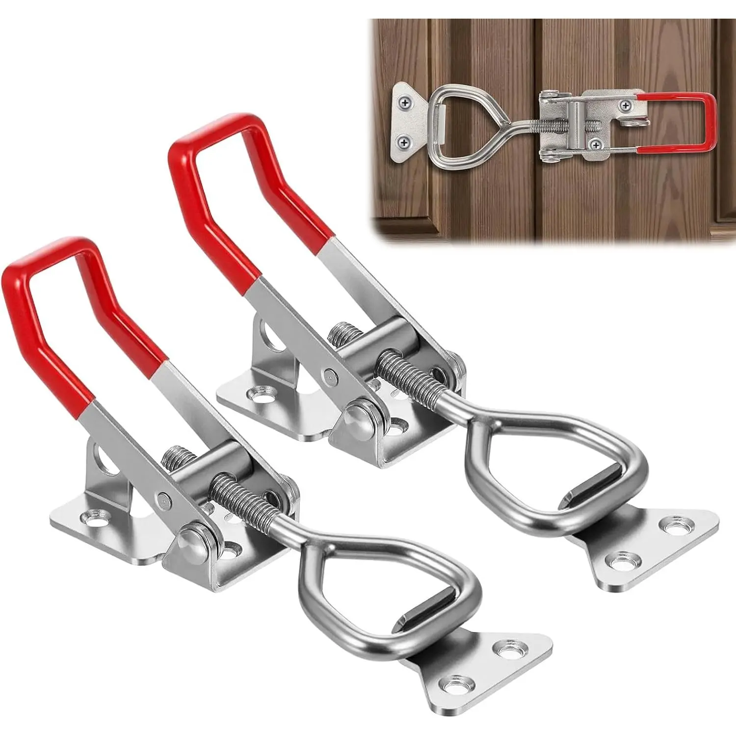 2 Pack 4003 Toggle Latch Clamp, 304 Stainless Steel Adjustable Toggle Latches With Lock Hole, High Loading Capacity Heavy Duty Toggle Clamp for  Lid Jig, ToolBox Case