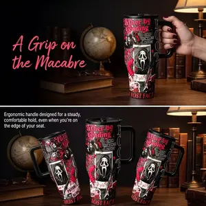40oz Horror Movie Inspired Travel Tumbler, Gothic Dark Romance Coffee Mug, Stainless Steel Insulated Cup, Halloween Gift for Horror Fans