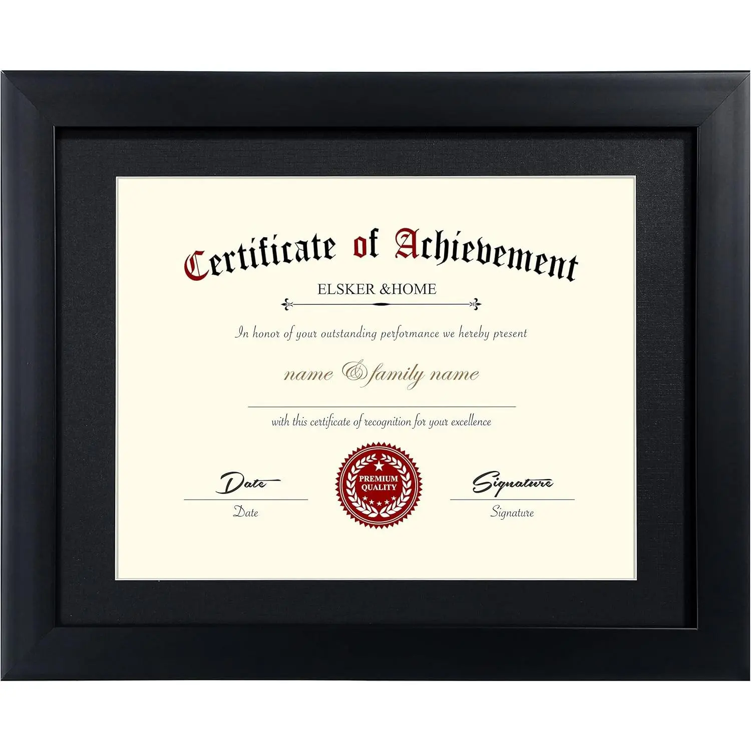 Certificate Frames 8.5 x 11 Black, Fits Diploma 8.5 x 11 with Mat or 11x14 without Mat, Document Degree Picture Award Frame with Glass for Tabletop or Wall Display