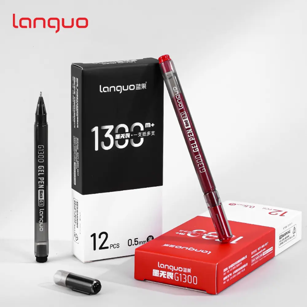 Languo 12PCS Quick Dry Gel Pens - Large Capacity, Black & Red Ink, Office Supplies, Office Stationery for Note Taking, Teacher Essentials