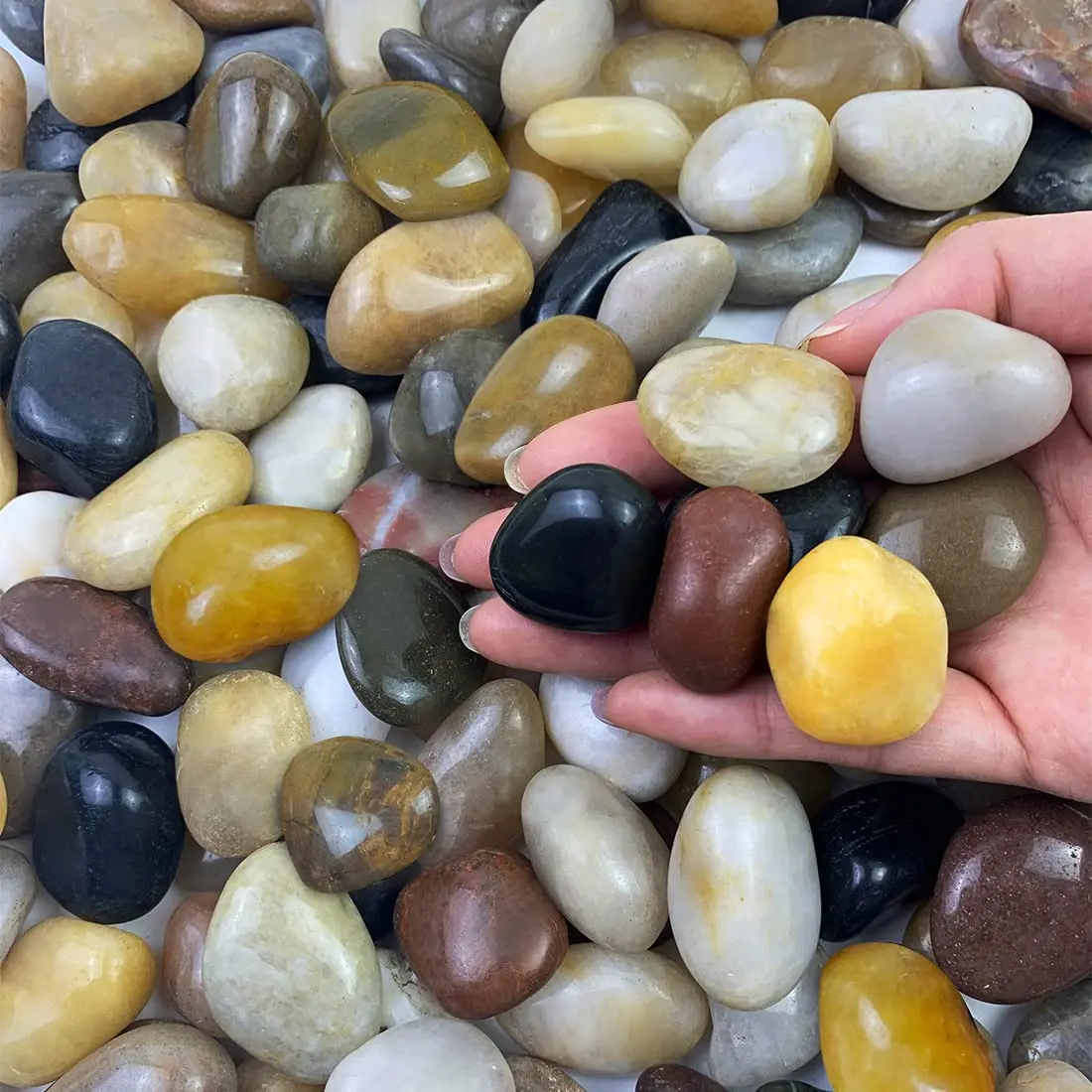 2 lbs Small  for Indoor , 0.8-1.2 Inch Decorative River Rocks for , Landscaping,  Potted, Vase, Fish , Stones for Planter and Outdoor Garden Rocks