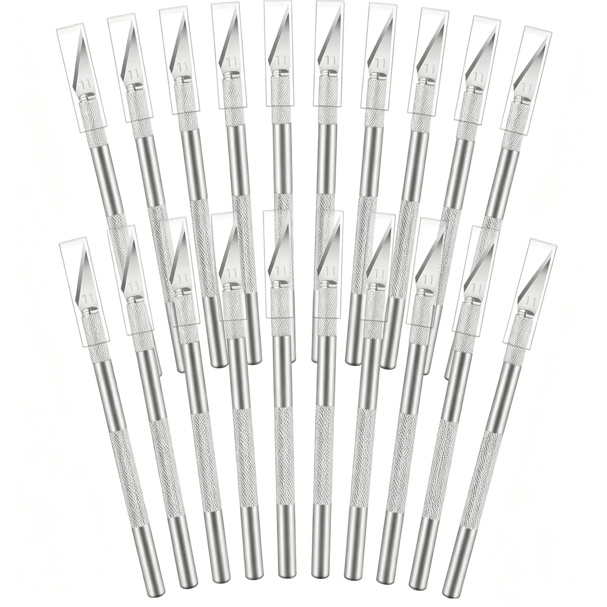 20PCS Precision Hobby Knife Kit - Dual-Use Metal Blade Trimmer with Anti-Slip Comfortable Handles, Blade Safety Caps for Pumpkin Carving, Paper Scrapbooking, DIY Projects (Office Stationery Cutting Supplies)