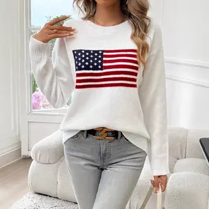 Women's Striped Print Drop Shoulder Crewneck Sweater, Street Casual Long Sleeve Round Neck Jumper for Spring & Fall, Women's Knitwear for Everyday Wear, Womenswear