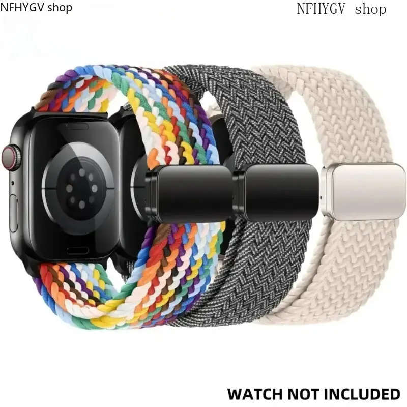 Magnetic Braided Solo Loop Apple Watch Bands Made Of Stretchy Soft Nylon, Ultra Light Comfortable Spring Replacement Straps Compatible With Apple Watch Series And Ultra Sizes 41–49mm For All-Day Casual Daily Wear