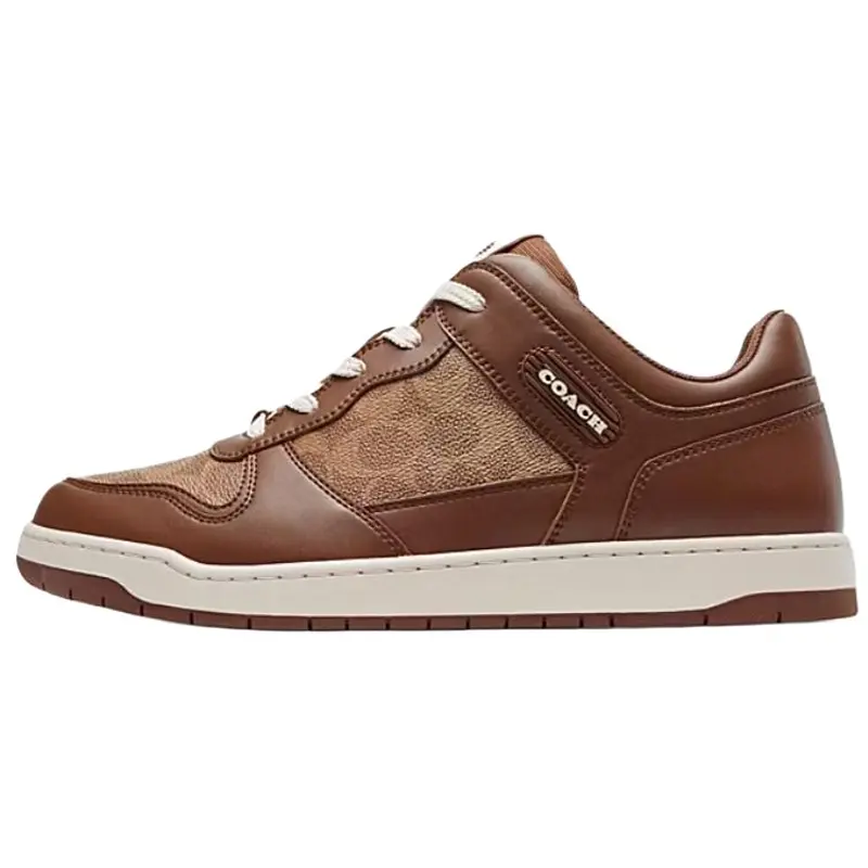 COACH Men's Low-Top Canvas Leather Round-Toe Lace-Up Sneakers in Brown Trending Shoes, House White Official Shoes to Get / Maison Mihara Verifiable, with credentials and supporting global authentication