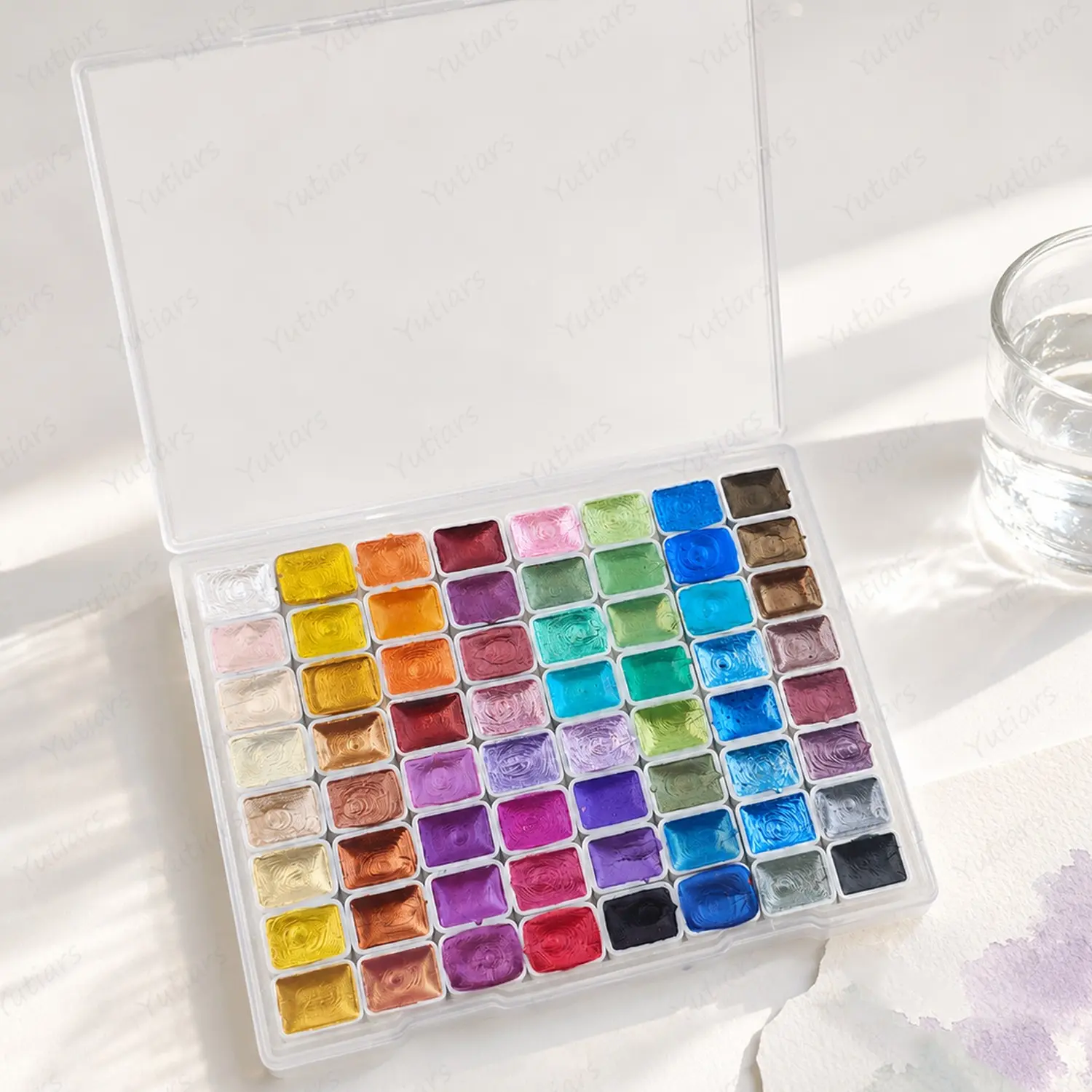 64 Color Pearl Watercolor Palette, Solid Watercolor Paint Set with Vibrant Shimmer Effects, Portable Art Supplies for Beginners, Artists & DIY Projects, Painting Supplies