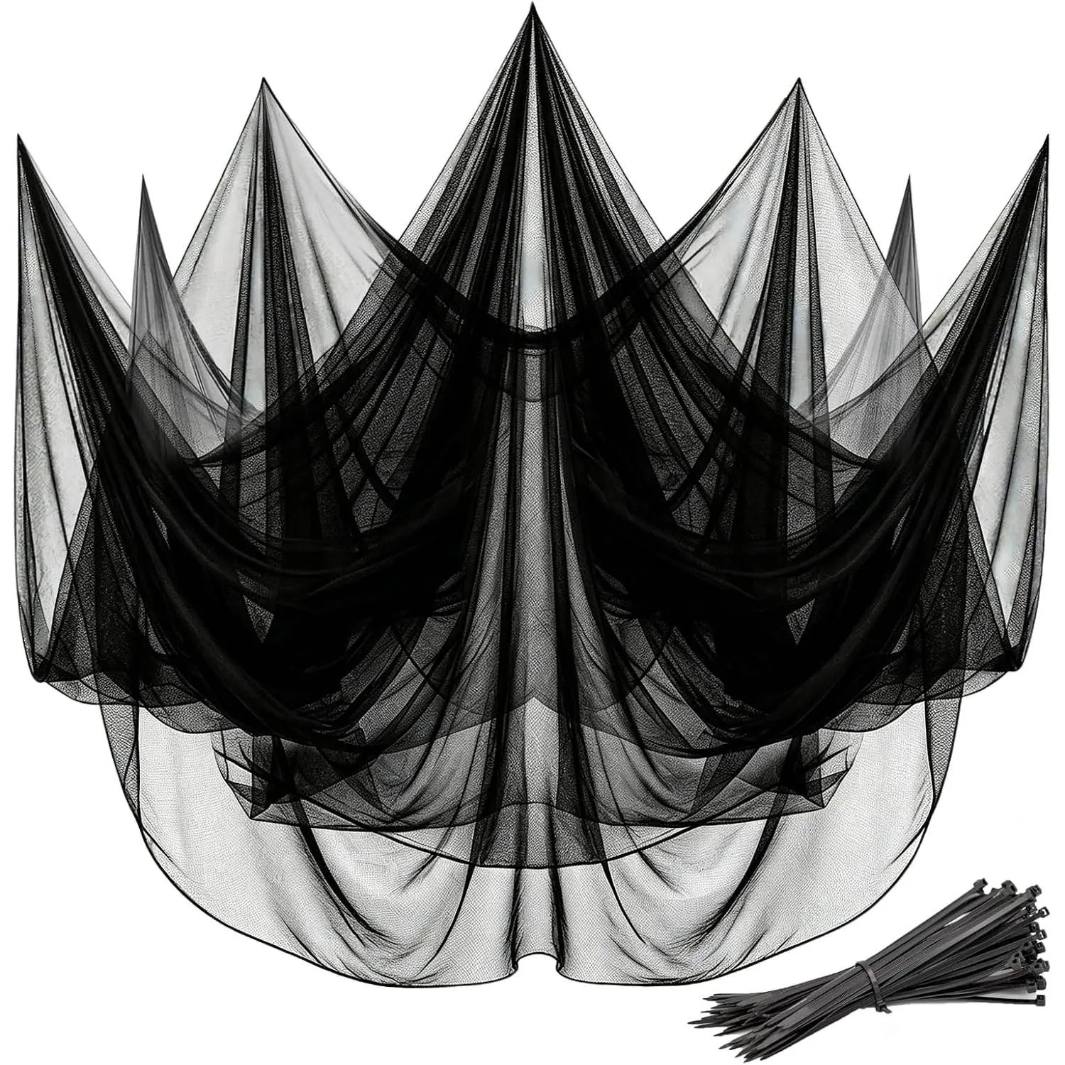 Mosquito Netting,10x50 FT Mosquito Mesh Net,Insect Bird Bug Screen for Patio Garden Vegetables Fruits Protection,Black Bed Curtains with 100 Pcs Straps