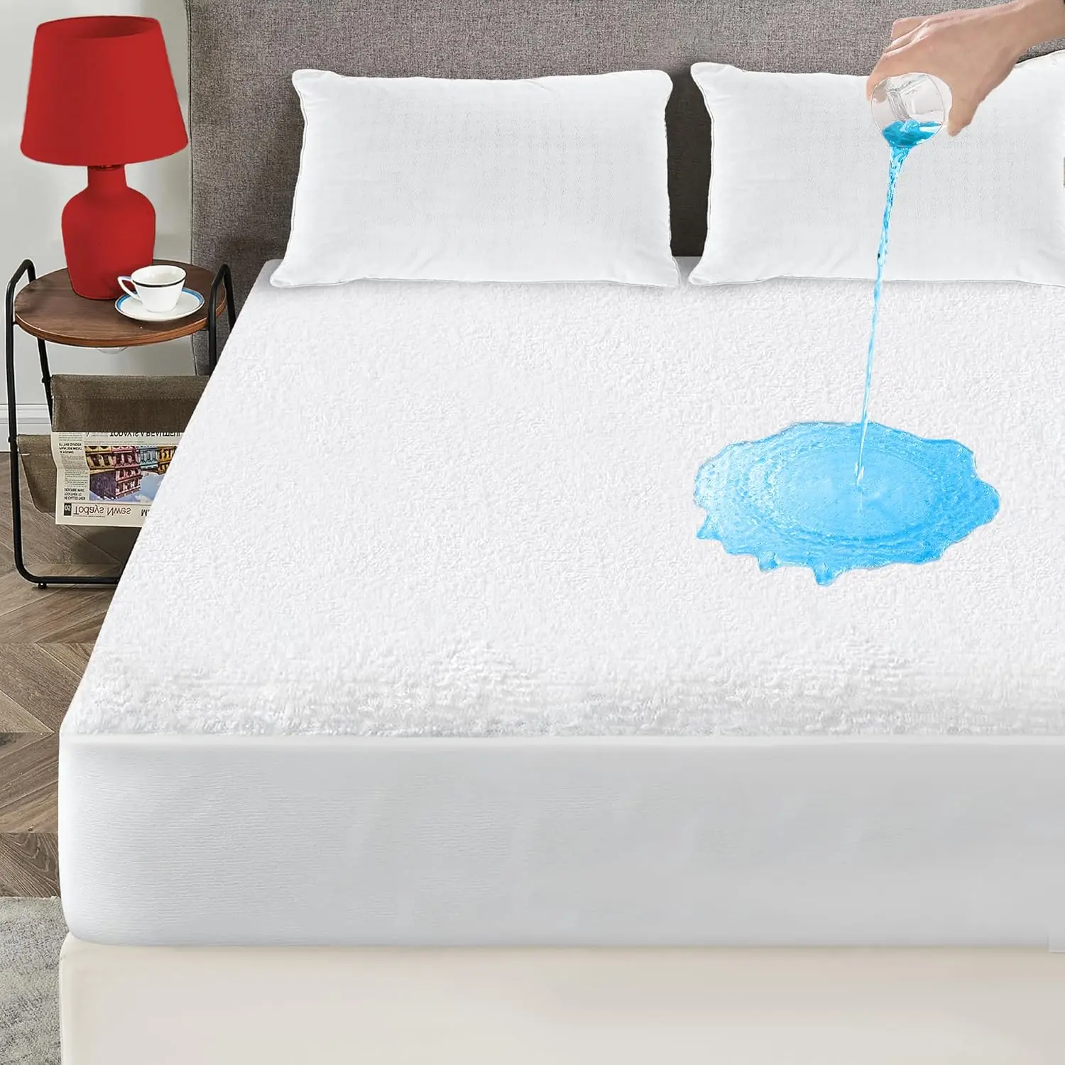 Waterproof Mattress Protector, Extra Soft Full Size Waterproof Mattress Protector, 6-16 Inches Depth, Elastic Skirt Design