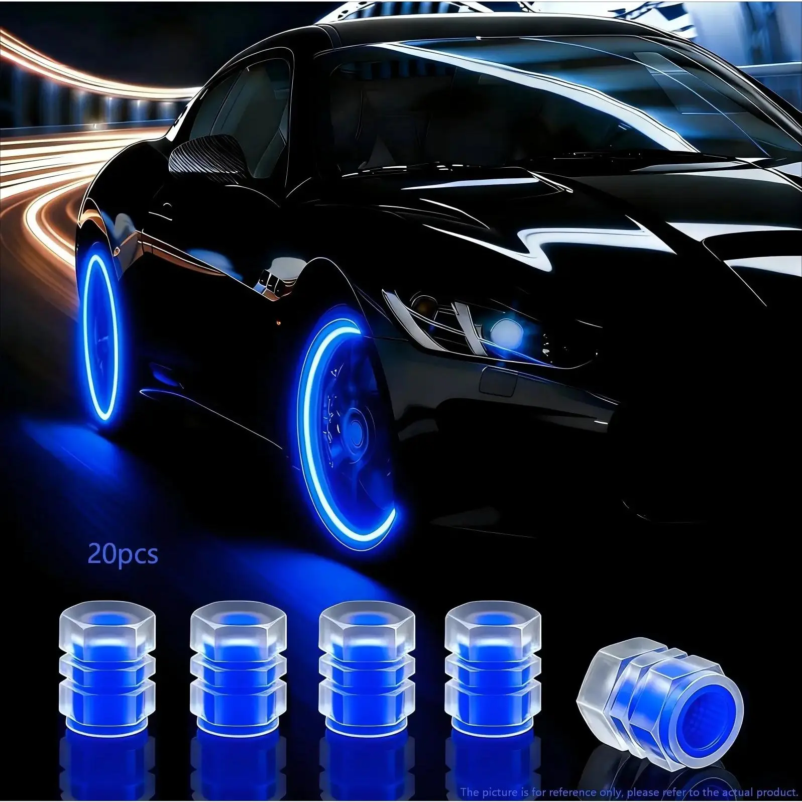 Glow-in-the-Dark Tire Valve Caps (20/40 Pack) - ABS Plastic Fluorescent Glow Universal Automotive Accessories, Truck Accessories, Vehicle Valve Stem Protectors for Cars, Night Ride Gift for Owners