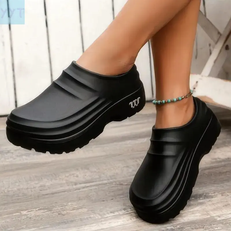 Women's YYT1 FoamFam Waterproof Casual Clogs, EVA Upper Round Toe Footwear - Odor-Resistant Thick Sole Comfy Moccasin Safety Shoes for Healthcare (FREE SOCKS), Hospital Work