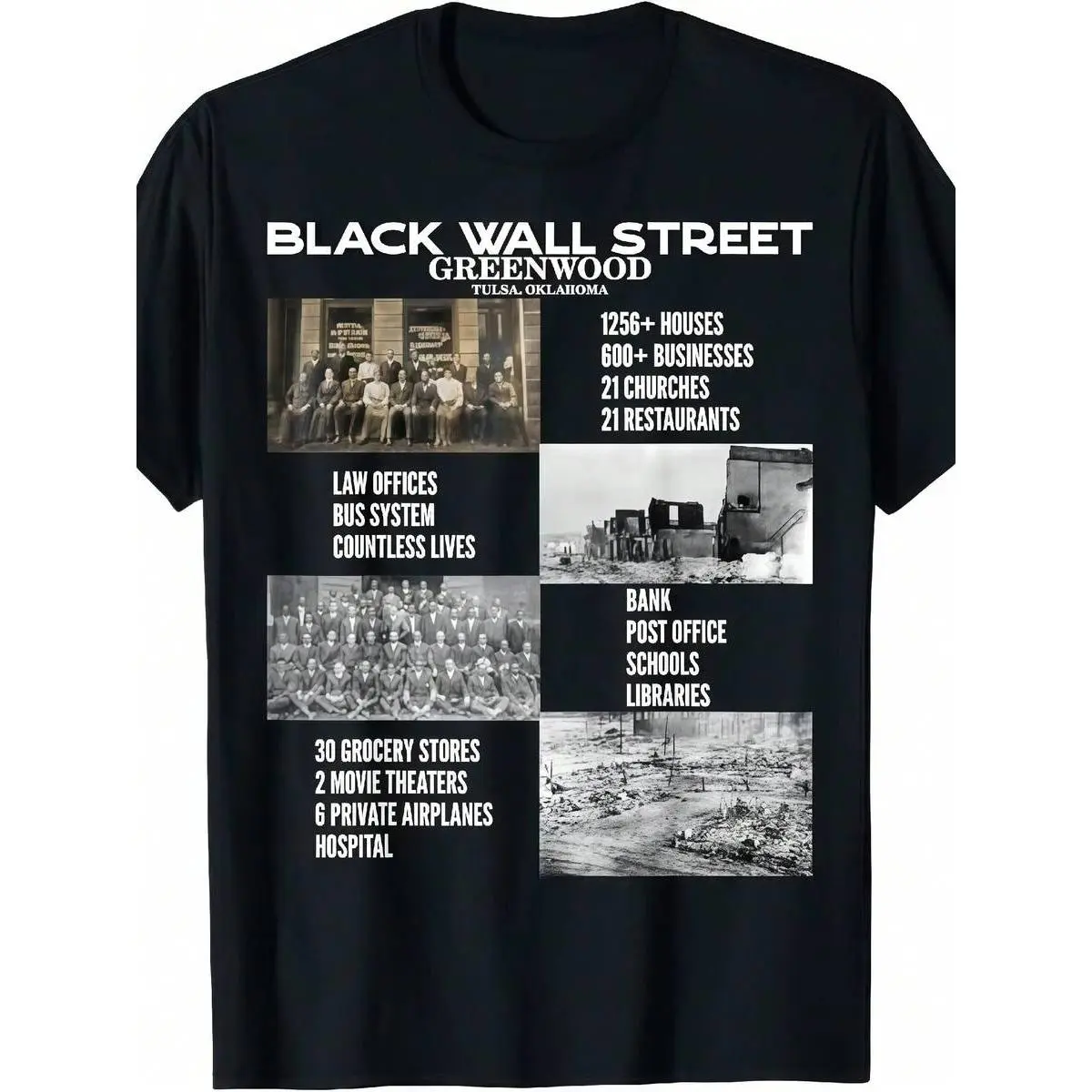 Vintage Black Business Black History Month Black Wall Street T-Shirt, Casual Crew Neck Short Sve Tee, 100%  Fabric, Slight Stretch, Summer Fashion Top, Regular Fit