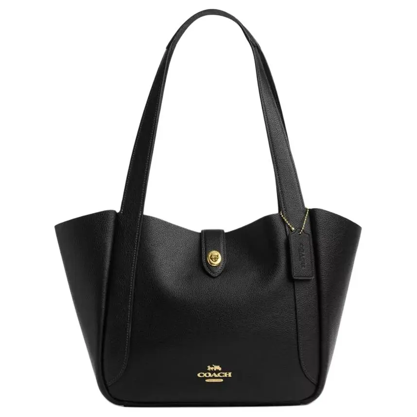 COACH Hadley 28 Logo-Clasp Double-Sided Leather Tote Bag for Women, Large, Black