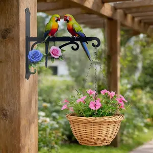 Metallic Colorful Parrot Wall Outdoor Hanging Decor, Rustproof Sunscreen, Ideal for Garden Courtyard Corridor, Includes Installation Screws