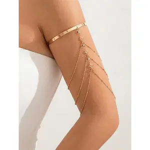 Viral Crystal Upper Arm Bracelet, Layered Rhinestone Arm Cuff for Women, Adjustable Gold Tone Body Jewelry, Coquette Y2K Festival Accessory, Beach Vacation Outfit, Rave Fashion, Trendy Gift