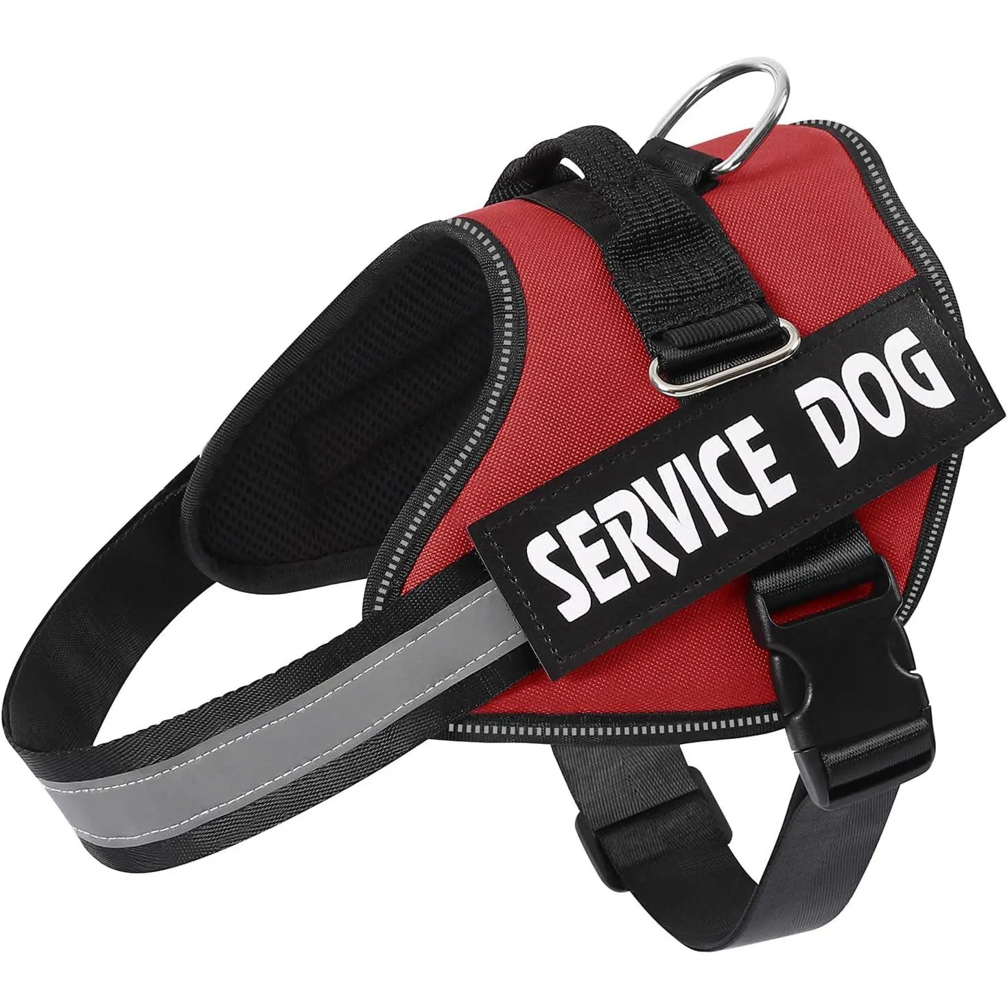 Service Dog Harnesses for Small Dogs - No Pull Reflective Adjustable Straps Vest with Handle, Soft Breathable Oxford Fabric Padding, 2 Removable Velcro Patches for Walking & Training (Red, S)