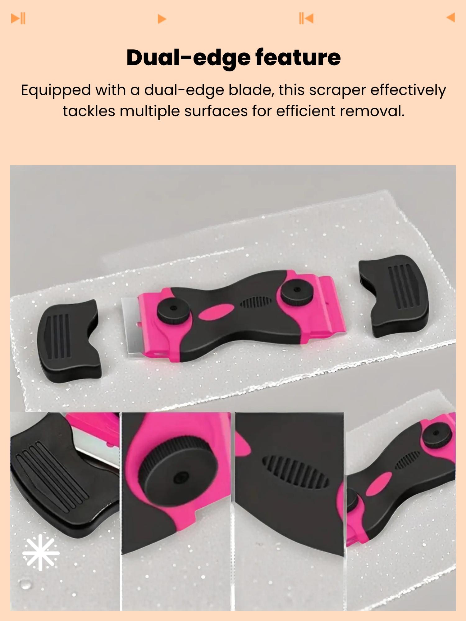 Multi-Purpose Scraper Tool Set with 20 Extra Blades, Dual-Edge Design for Removing Paint Stickers Adhesive Labels