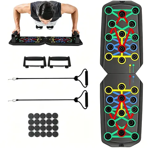 5-in-1 Unisex Push Up Board - Compact Foldable Strength Training Equipment, Non-Slip Components, Multi-Exercise Core Strength Tool, Portable Design Home Gym Kit, Thoughtful Gift for Fitness Enthusiasts