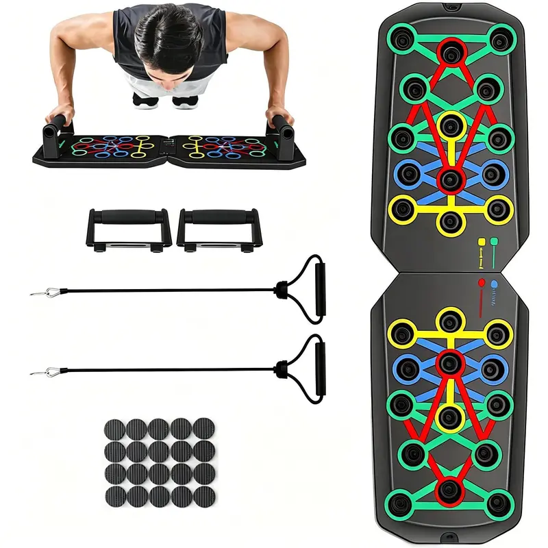 5-in-1 Unisex Push Up Board - Compact Foldable Strength Training Equipment, Non-Slip Components, Multi-Exercise Core Strength Tool, Portable Design Home Gym Kit, Thoughtful Gift for Fitness Enthusiasts