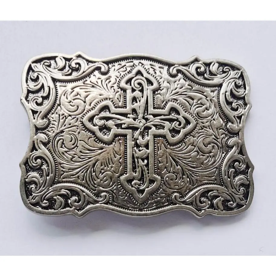 Vintage Western Belt Buckle, Zinc Alloy Cowboy Accessory with Engraved Cross Skull Design for Men & Women, Gift for Father's Day, Thanksgiving, Cowboy Stuff, Western Stuff