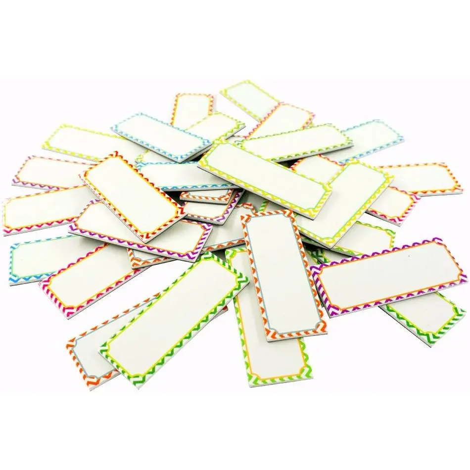 Colorful Set Rectangular Magnetic Dry Erase Name Plate Labels - 32 Labels, 8 Colors, 5.5"x2" - Office Stationery for Efficient Labeling