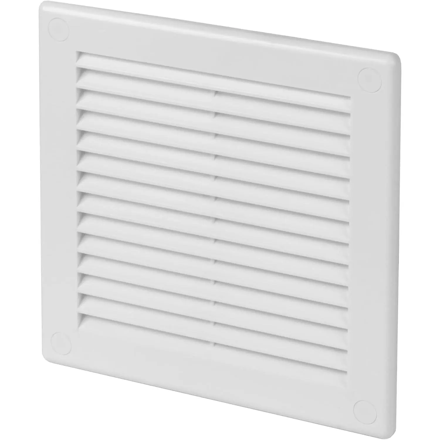 6 x 6 Inch [Frame ] White Air Vent Cover – Plastic Square Air Vent Grill Cover for Wall or Ceiling – -in Mesh Screen/HVAC Return Air Register – Modern Louvered Design