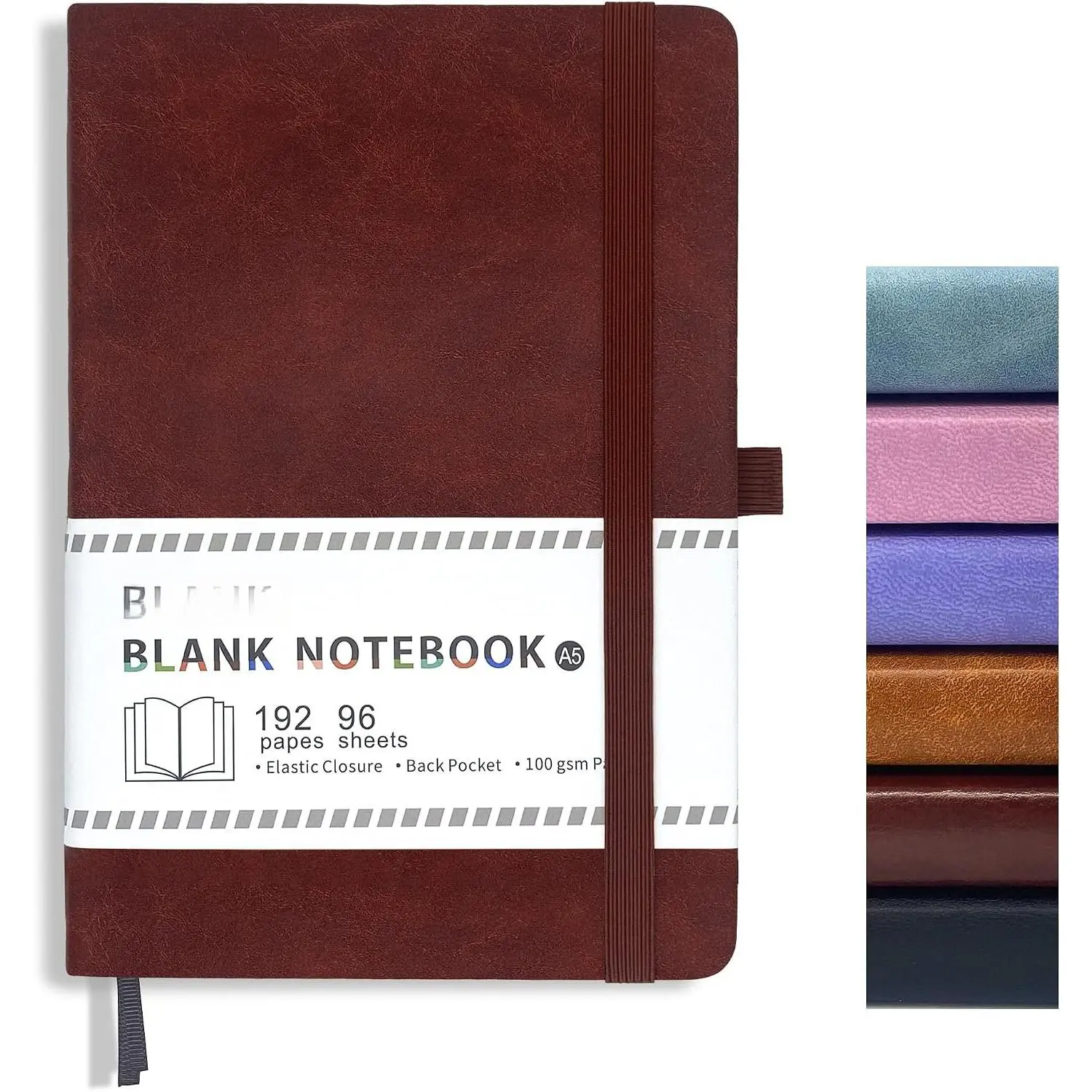 Blank Journal Notebook, A5, 192 Pages 100 GSM Thick Sketch Book for Women Men, Hardcover Leather Unlined Journaling for Work, Notebooks for Writing, 5.8 inches x 8.5 inches (Burgundy)
