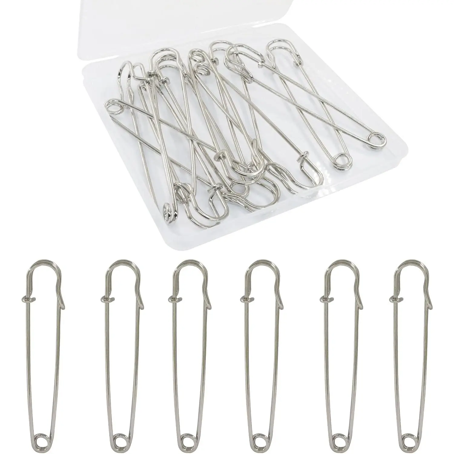 10 Pack Large Safety Pins, 4 Inch Heavy Duty  Safety Pins for Clothes, Blankets, Crafts