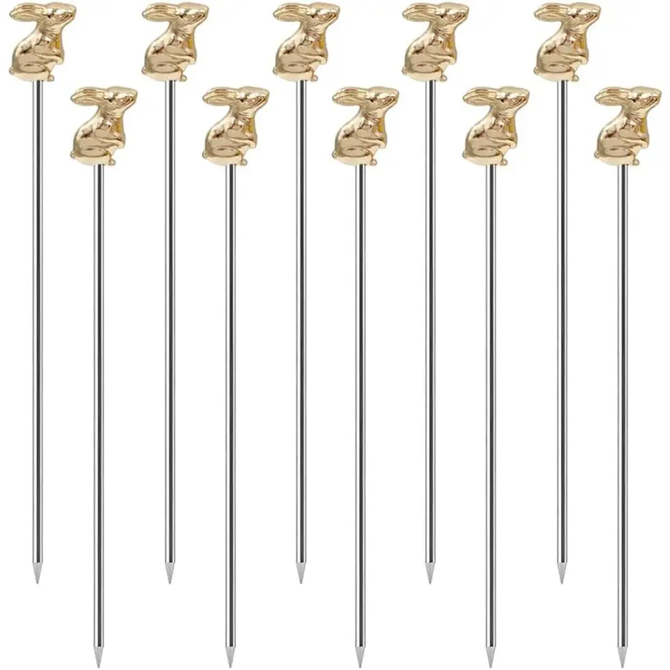 10 count   Picks,   Pick,  Stainless Steel  Sticks, Drink Stirring Stick, Toothpicks Fruit Cake Dessert Picks for  Bar Christmas Party Accessary