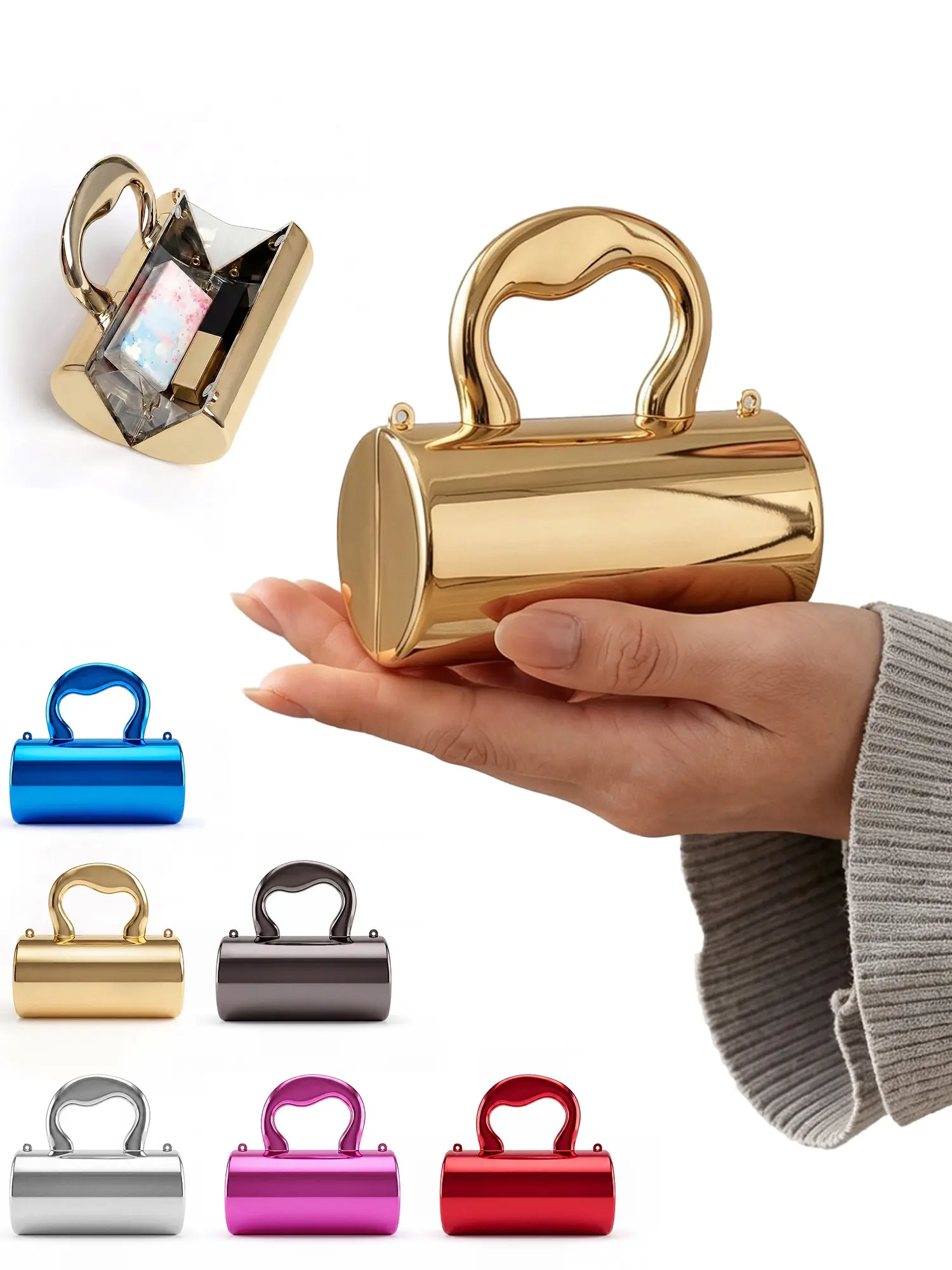 Women Mirror Acrylic Elegant Clutch Bag, Unique Water Cup Shaped Evening Handbag With Detachable Chain, Convertible Crossbody & Shoulder Purse, Versatile Fashion Accessory For Daily Wear, Wedding & Party Events, Perfect Gift For Her