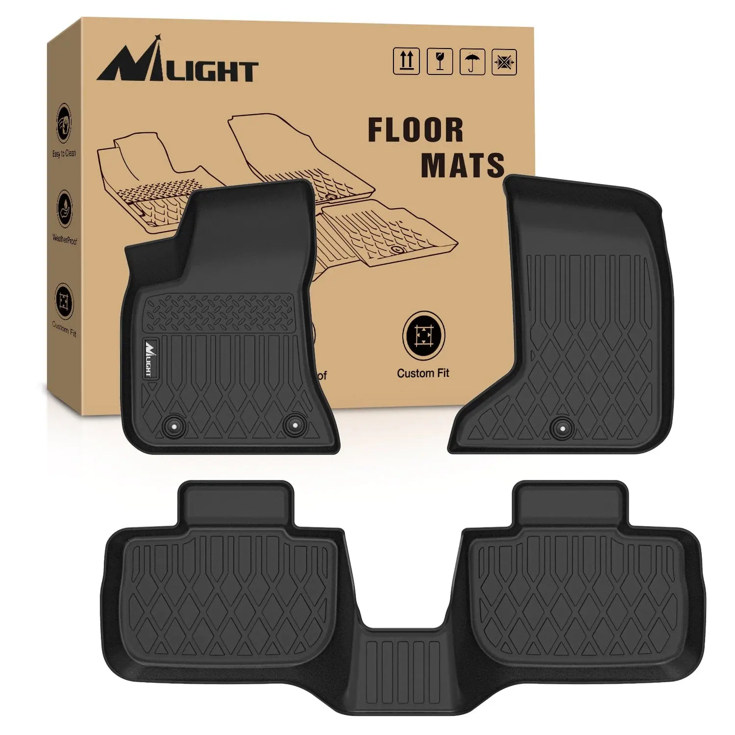 Nilight Synthetic Molded Pre-Fitted Car Floor Mats - High Mass Rubber TPE, Waterproof, Full Coverage, Heavy Duty, Raised Lip, Hosespray Clean, Easy to Clean Auto Interior Accessories for Dodge Charger, Chrysler 300 AWD (2011-2023), CNC Cut