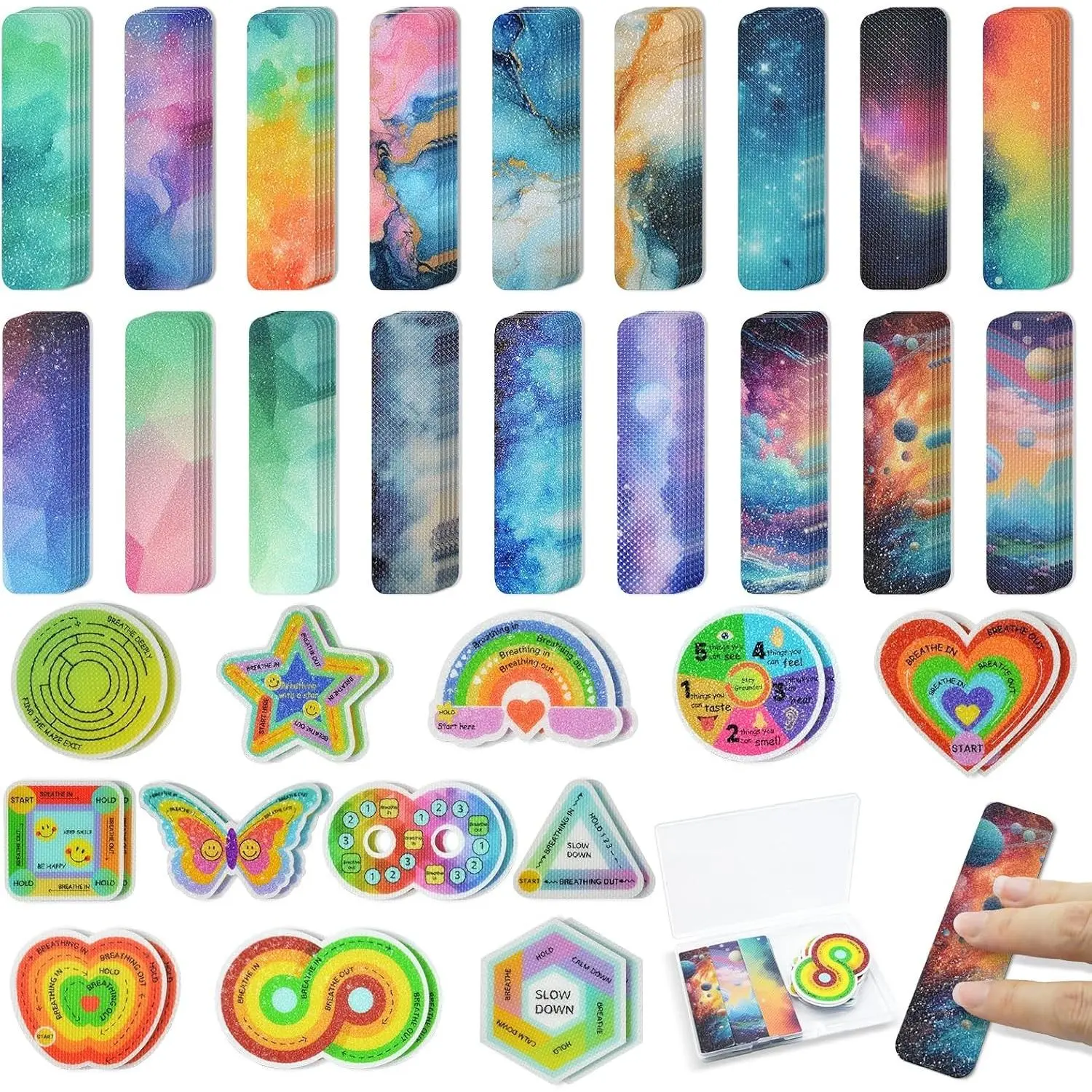 48 Pieces Anxiety Sensory Stickers with 2 Textured Sticker -Sensory Stickers for Kids & Adults - Anxiety Relief Sensory Strips for Office & Classroom Must Haves