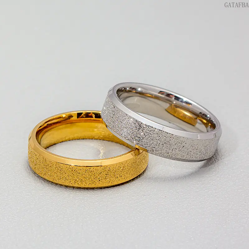 Unisex 6MM Matte Stainless Steel Round Ring - Vacuum Plated Fade Resistant Minimal Band, Simple Shape Daily Use Sports & Outdoor Jewelry