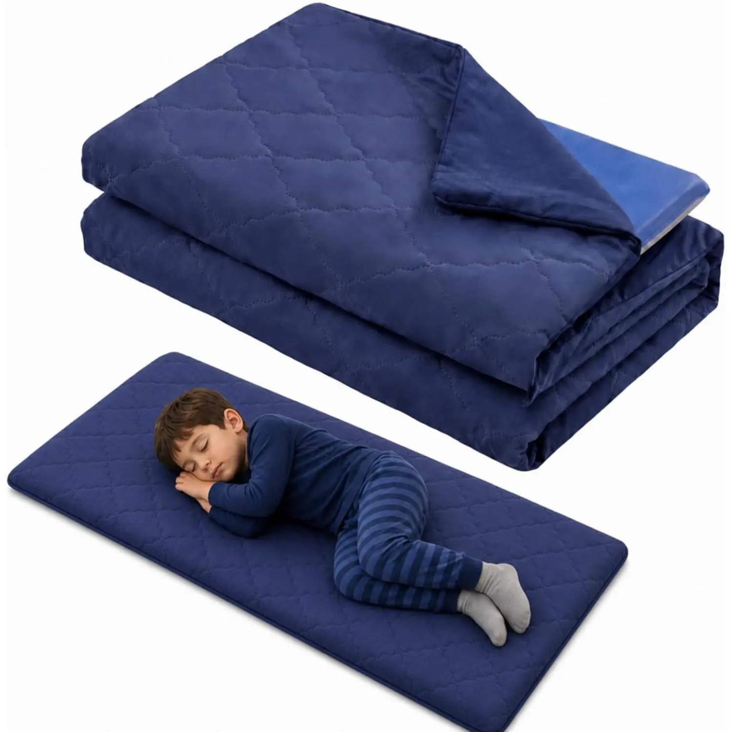 Dark Blue Nap Mat Cover Quilted for Sheet Girls Boys Soft Microfiber Cot Sheet, Fits 45" x 19" Mattress for Toddler Daycare Preschool Kindergarten