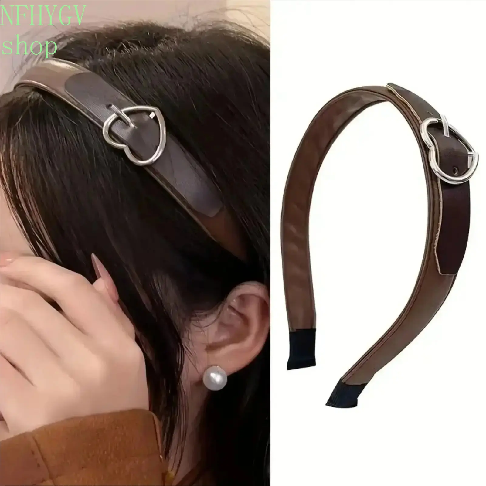 Women’s Heart-Shaped Wide Faux Leather Headband With Soft Stretch And Non Slip Design, Comfortable Hair Accessory Specially Designed For Daily Skincare Care And Makeup Routines