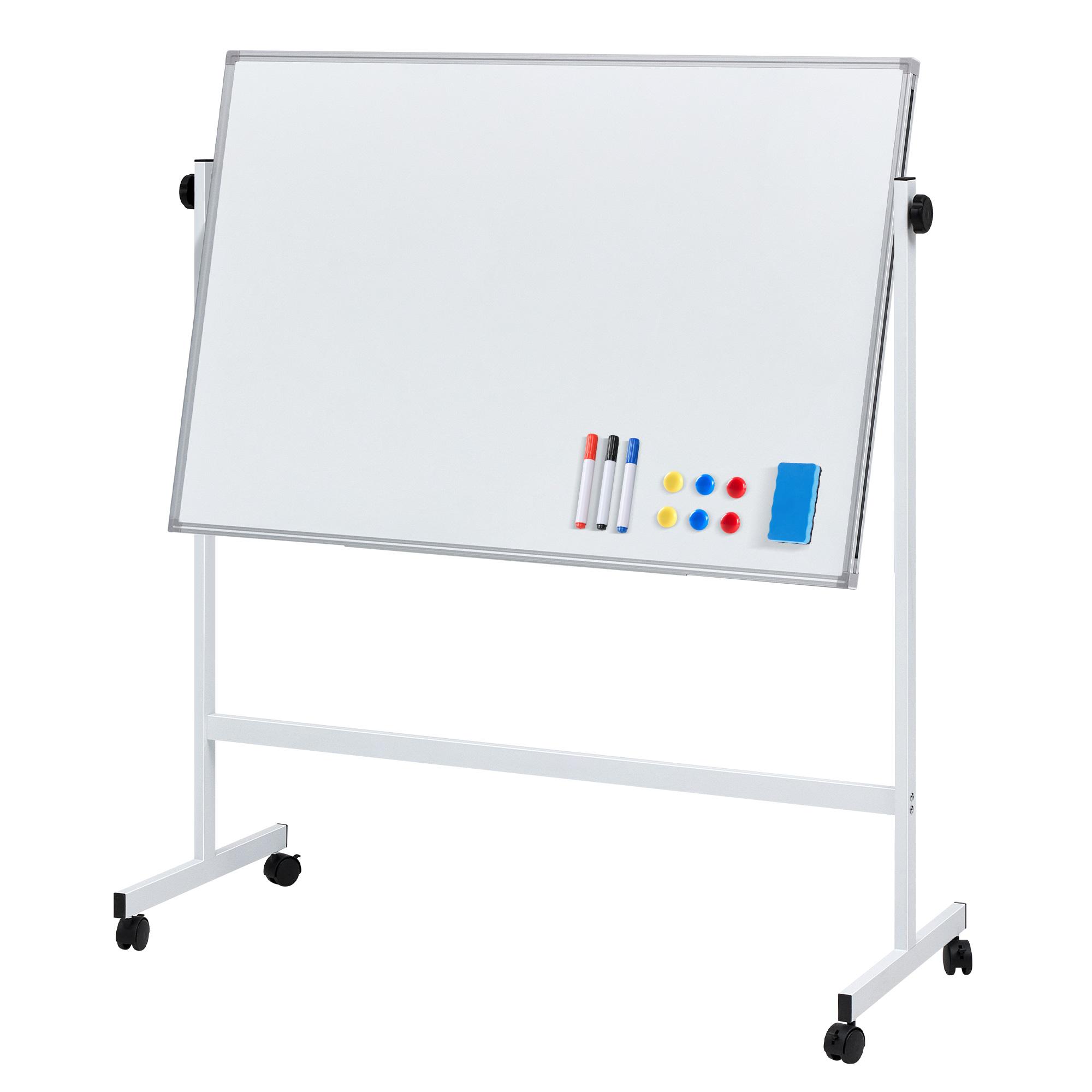 Rolling White Board on Wheels,48" x 32" Large Dry Erase Board with Stand,Big Rolling Whiteboard for Home,Office,School,Easy to Install,Strong and Durable,Double-sided and Height Adjustable,Flexible Mobile Use, Wheels for Home Office,Classroom