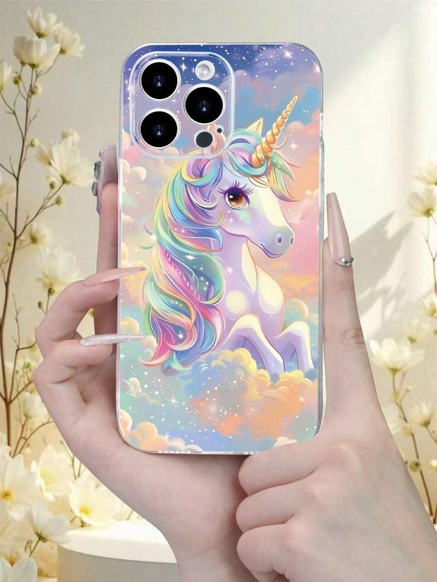 Creative And Beautiful Cloud Rainbow Unicorn Pattern Phone Case,Shockproof And Anti Drop TPU Soft Protective Case, Suitable For IPhone17/IPhone17 Air/IPhone17 Pro/IPhone17 Pro Max/16 Pro Max/15 Pro Max/14 Pro Max/13 Pro Max/12 Pro Max