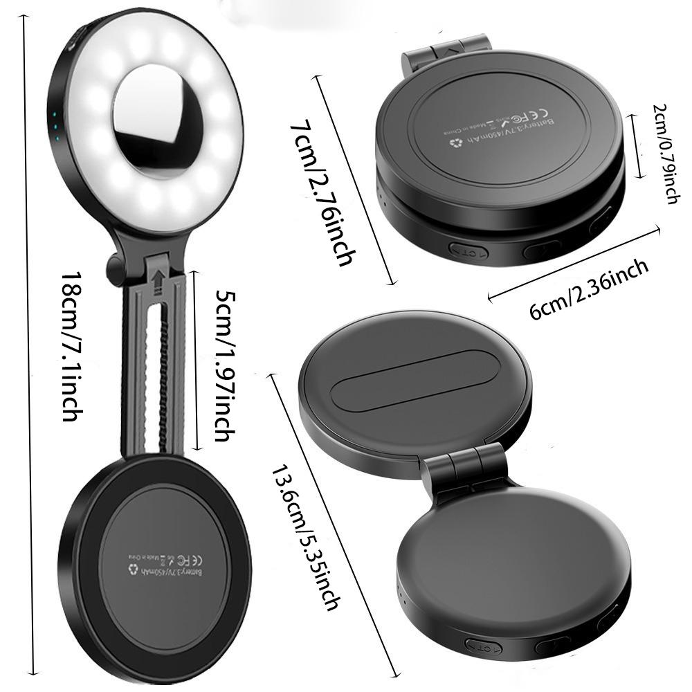 Magnetic Selfie Fill Light Compatible with Magsafe iPhone and Android, Mirror Ring Beauty Light Cri97 Color Quality, 360° Foldable LED for Selfies Photography, Led Smartphone Light, Portable Selfie Light, Led Selfie Accessories