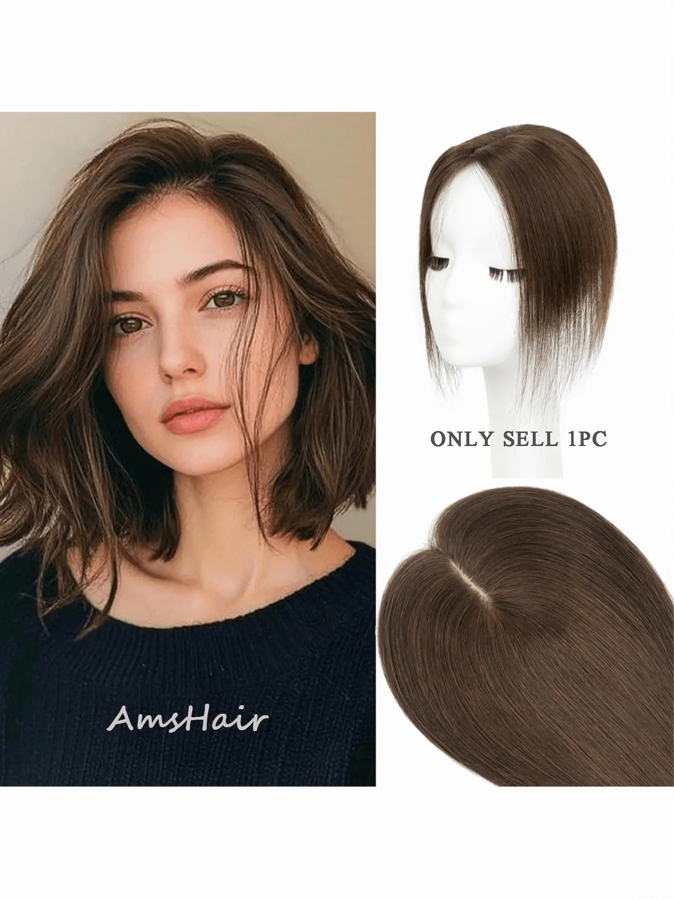 360° 3D Hair Toppers Made from Human Hair for Women Experiencing Thinning, Realistic Hairpiece, Featuring Long Pieces That Clip in to Enhance Volume, Providing a Light Straight Hair Extension Wiglet Without Bangs