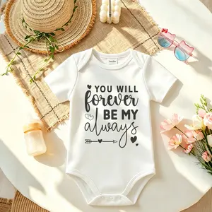 Unisex Baby 'You Will Forever Be My Always' Bodysuit, Soft Cotton Short Sleeve Romper with Snap Closure, Newborn Holiday Outfit & Baby Shower Gift