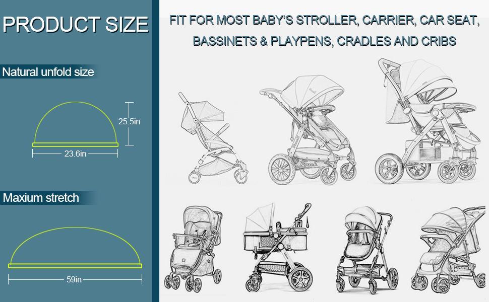 Mosquito Net for Stroller 2Pack - Protective Baby Stroller Mosquito Net - Perfect Bug Netting for Strollers, Bassinets, Cradles, Playards, Pack N Plays and Portable Mini Crib (Black)