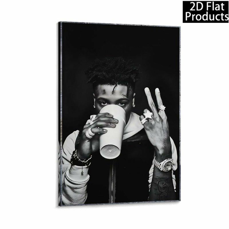 Modern Hip-Hop Canvas Wall Art, 12x18 Black White Frameless Street Style Music Poster for Home Bedroom Living Room Office Decor