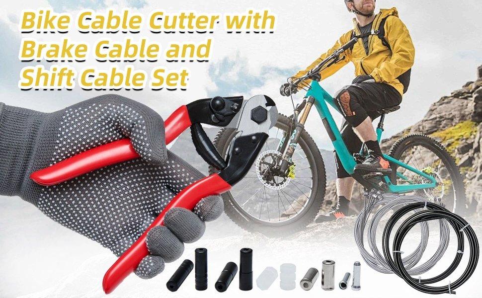 THE WELL KEPT 103Pcs Bike Brake Cable Kit with Staiess Steel Bike Cable Cutter,Brake Cable and Bike Shifter Cable Housing Set with Bike Cable End Caps,Copper Sleeves and O-Rings Kit for Mountain Road Bike