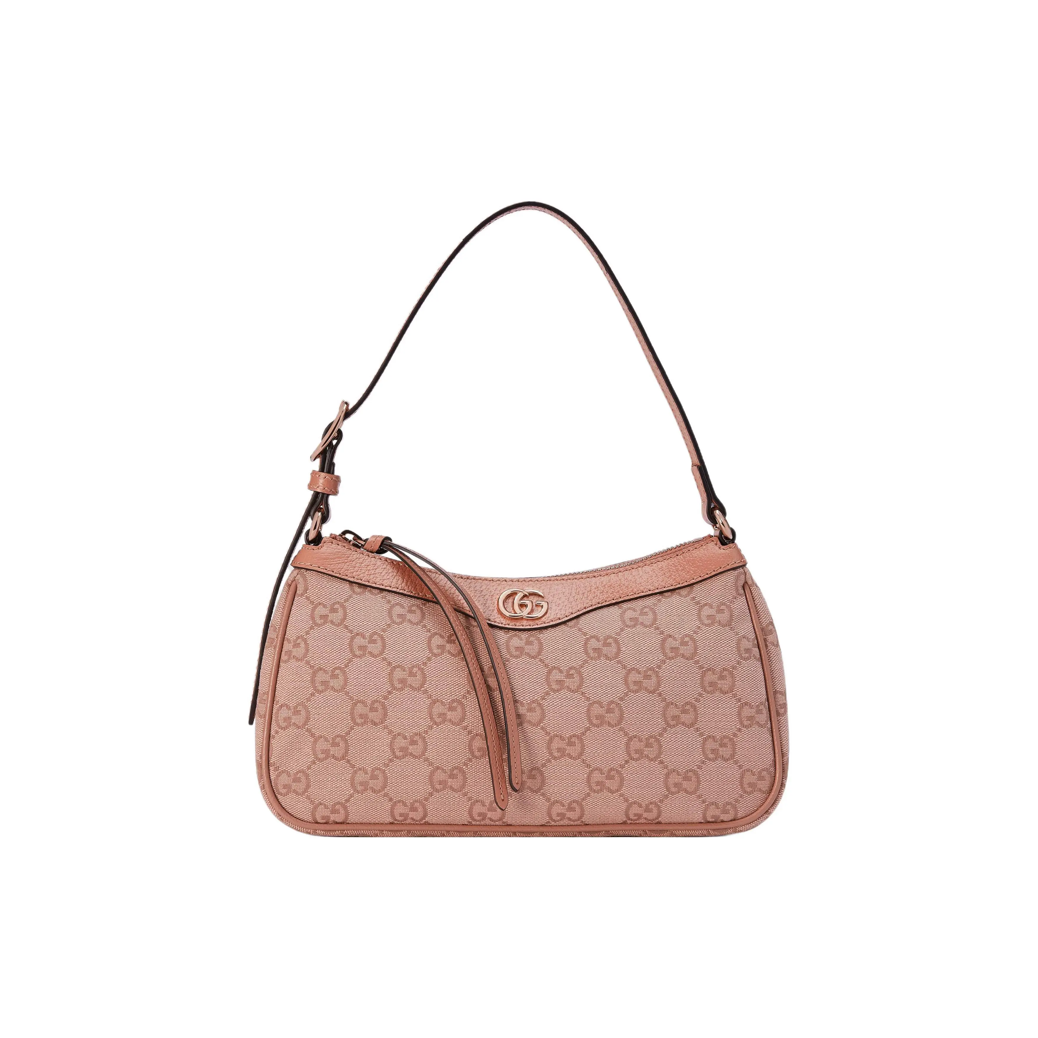 Gucci Ophidia Classic GG Monogram Canvas and Leather Shoulder Bag for Women, Small Size, Pink