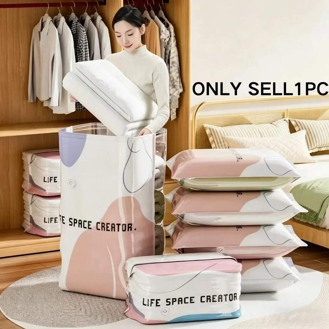 Thick Vacuum Compression Bag, No Pump Needed, Ideal for Clothes and Quilts, Moisture-Proof Sealed Storage Bag, Bedroom Organization, Compression Storage Bags
