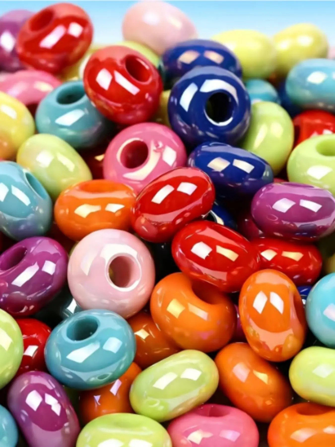33pcs 8*14mm colorful abacus beads solid flat round wheel beads with large holes, suitable for DIY decorative bead making, clothing accessories, handmade bead components, crafts, sewing supplies, DIY Beading Accessories, DIY Bead Art
