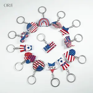 12-Piece USA Flag Keychain Set, Patriotic Key Rings in Assorted Heart, Star & Rainbow Shapes, Car & Bag Charms for Independence Day Gifts,picture,purse