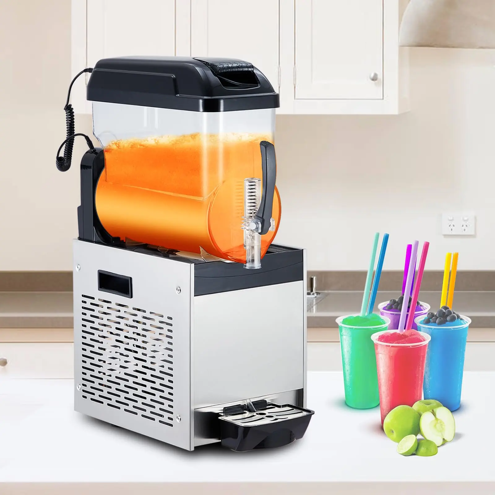 High-Efficiency Commercial Slushie Machine – Stainless Steel Frozen Drink & Margarita Maker, 2x15L/24L/36L, 700W/860W, Self-Cleaning, Ideal for Frozen Cocktails, Smoothies, Home, Coffee Shops, Restaurants